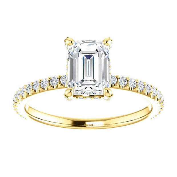 2.50 Ct. Hidden Halo Emerald Cut Diamond Ring Set H Color VS1 GIA Certified