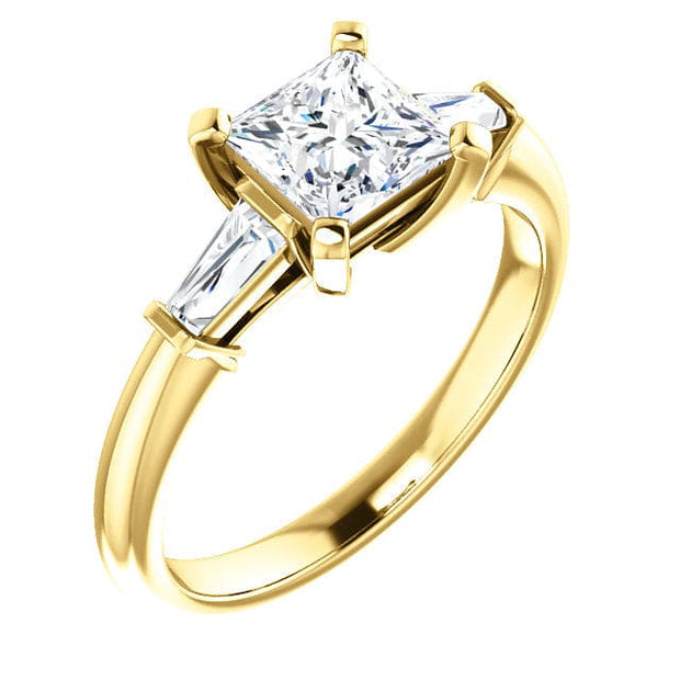 1.00 Ctw. Princess Cut & Baguette 3 Stone Diamond Ring F Color VVS2 GIA Certified
