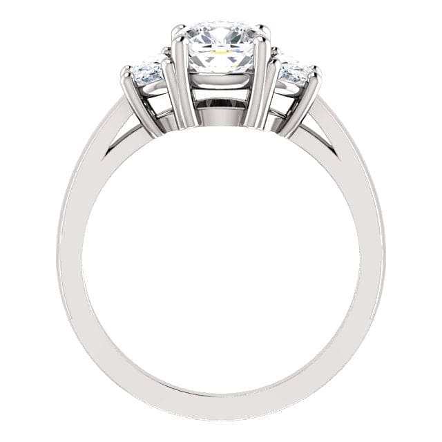 2.50 Ctw. 3-Stone Cushion Cut Ring & Half Moons F Color VS1 GIA Certified