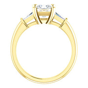 1.00 Ctw. Princess Cut & Baguette 3 Stone Diamond Ring F Color VVS2 GIA Certified