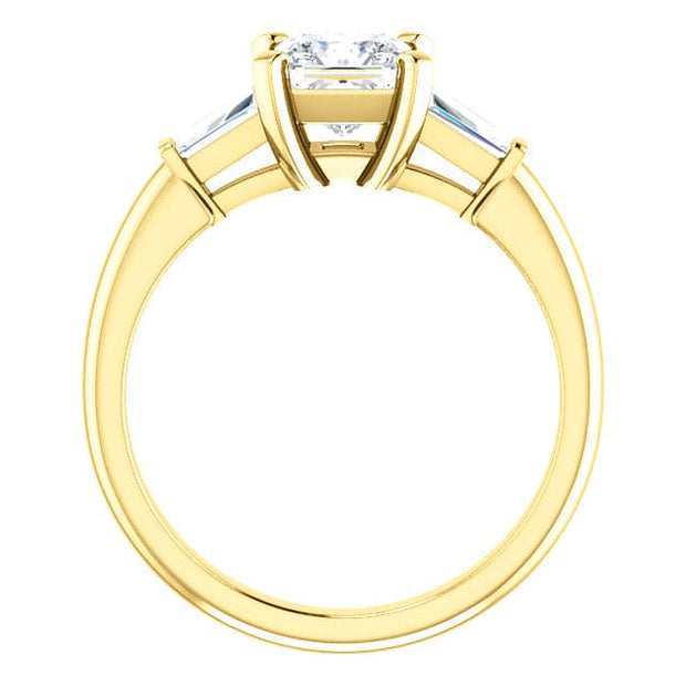 1.30 Ct. Princess Cut w Baguettes 3 Stone Diamond Ring E Color VS1 GIA Certified