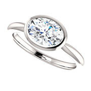 1.20 Ct. East West Oval Cut Solitaire Ring Bezel Set H Color VS2 GIA Certified