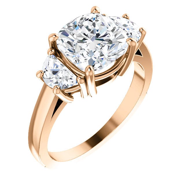 5.90 Ct. Cushion & Half Moon 3 Stone Diamond Ring H Color VS1 GIA Certified