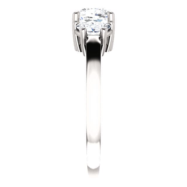 2.50 Ctw. 3-Stone Cushion Cut Ring & Half Moons F Color VS1 GIA Certified