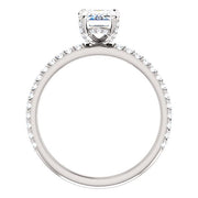 2.70 Ct. Hidden Halo Emerald Cut Diamond Ring Set F Color VS1 GIA Certified