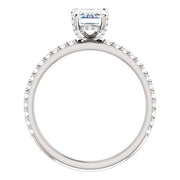 Hidden Halo Emerald Cut Engagement Ring Profile View