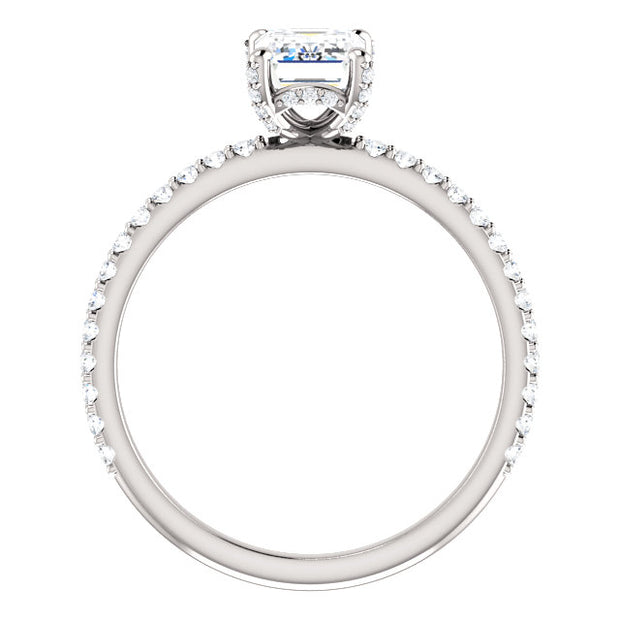 Hidden Halo Emerald Cut Engagement Ring Profile View