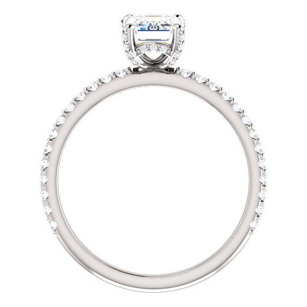 Hidden Halo Emerald Cut Engagement Ring Profile View