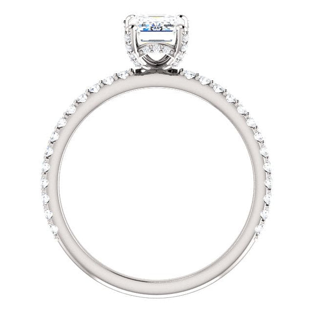 2.20 Ct. Emerald Cut Hidden Halo Diamond Ring Set H Color VVS2 GIA Certified