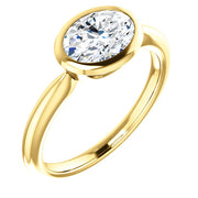 1.50 Ct. East West Oval Engagement Ring Bezel I Color VVS2 GIA Certified