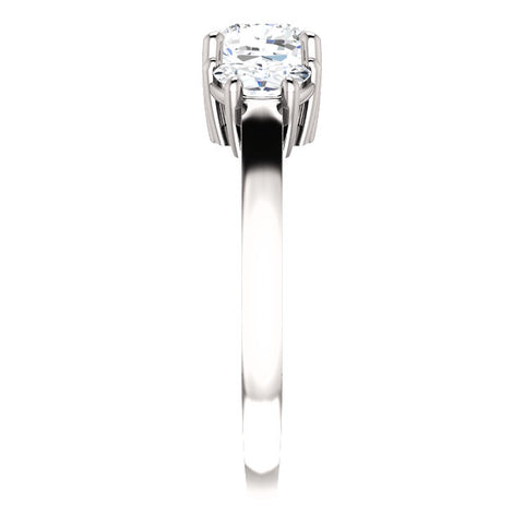 3.60 Ct 3 Stone Cushion Cut Engagement Ring w Half Moons G Color SI1 GIA Certified