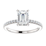 4.00 Ct. Emerald Cut Hidden Halo Engagement Ring Set J Color VS1 GIA Certified
