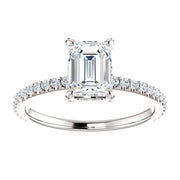 2.00 Ct. Hidden Halo Emerald Cut Engagement Ring H Color VVS1 GIA Certified
