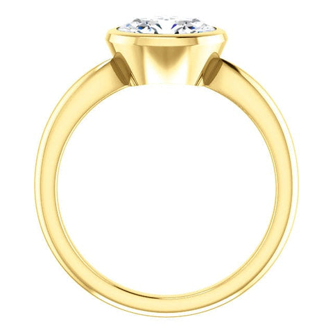 1.00 Ct. East West Oval Cut Solitaire Ring Bezel Set F Color VS2 GIA Certified