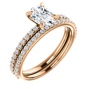 Oval Cut Diamond Ring Set Rose Gold