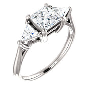 2.00 Ct 3 Stone Princess Cut Diamond Ring with Trillions E Color VS1 GIA Certified