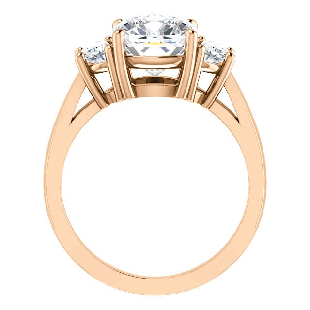 3.90 Ct. Cushion & Half Moons 3Stone Engagement Ring I Color VS2 GIA Certified