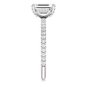 Hidden Halo Emerald Cut Ring Set Side View