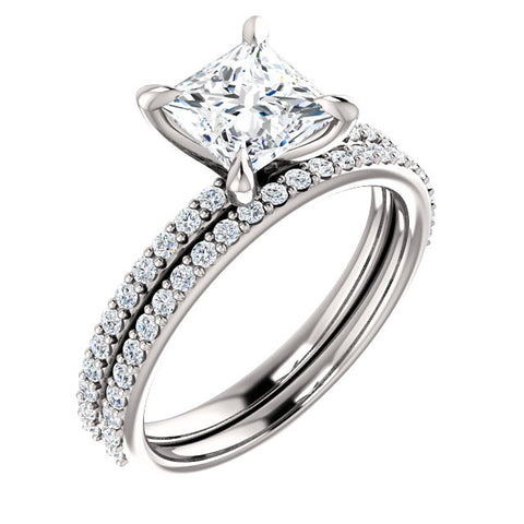 2.60 Ct. Princess Cut Diamond Ring & Matching Band I Color VS1 GIA Certified