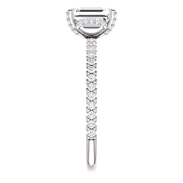 1.20 Ctw Emerald Cut Hidden Halo Ring G Color VS1 GIA Natural