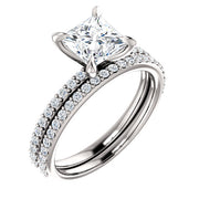 1.70 Ct Princess Cut Classic Engagement Ring Set E Color VS1 GIA Certified