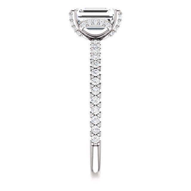2.20 Ct. Emerald Cut Hidden Halo Engagement Ring F Color VS1 GIA Certified