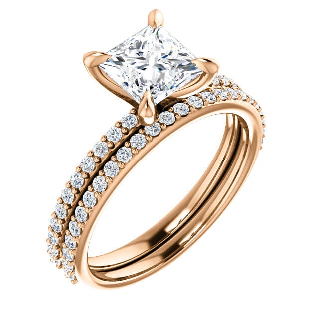 1.90 Ct. Princess Cut Engagement Ring & Matching Band G Color VVS2 GIA Certified