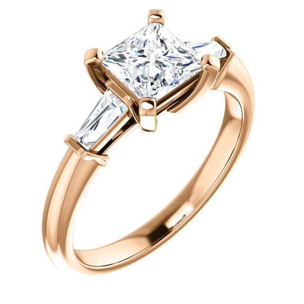 1.30 Ct. Princess Cut w Baguettes 3 Stone Diamond Ring E Color VS1 GIA Certified