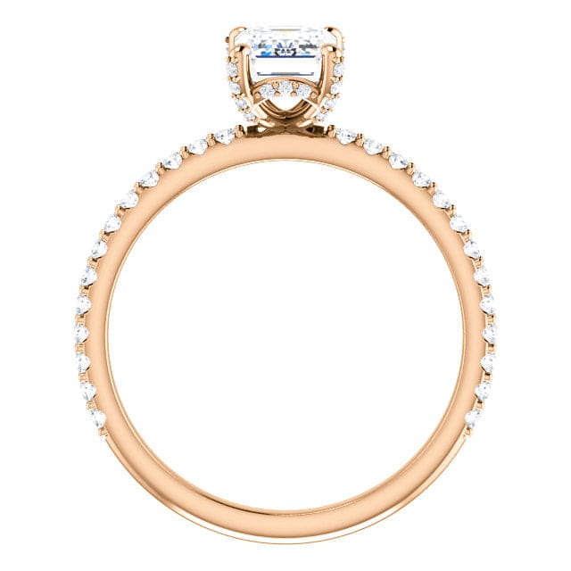 2.00 Ct. Hidden Halo Emerald Cut Engagement Ring Set F Color VS1 GIA Certified