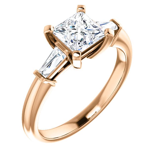 1.00 Ctw. Princess Cut & Baguette 3 Stone Diamond Ring F Color VVS2 GIA Certified