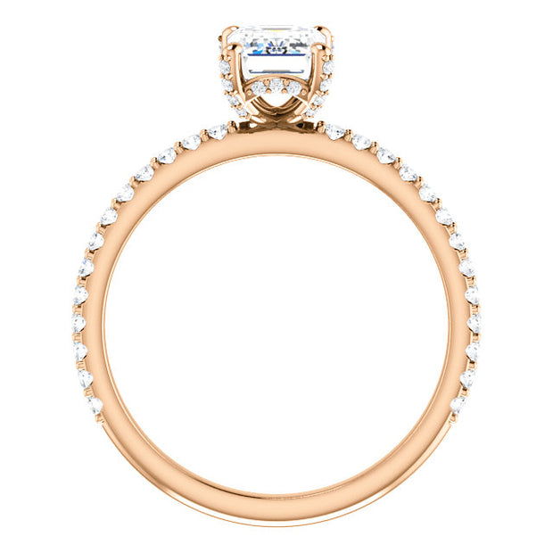 1.40 Ct. Hidden Halo Emerald Cut Engagement Ring H Color VS1 GIA Certified