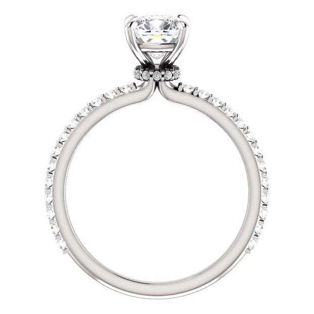 Cushion Cut Engagement Ring Under Halo Side View