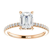 1.40 Ct. Hidden Halo Emerald Cut Engagement Ring H Color VS1 GIA Certified