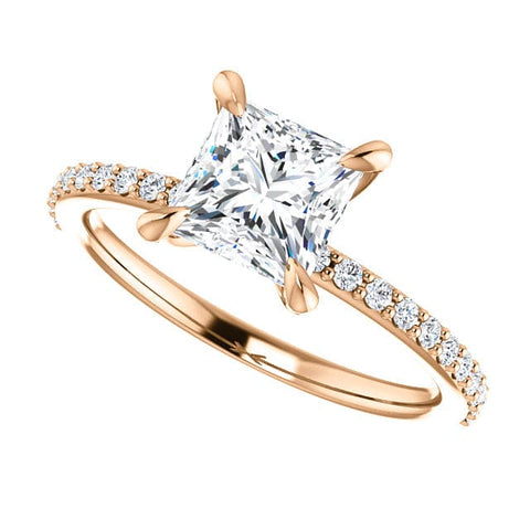 2.10 Ct. Classic Princess Cut Diamond Ring w Matching Band E Color VS1 GIA certified