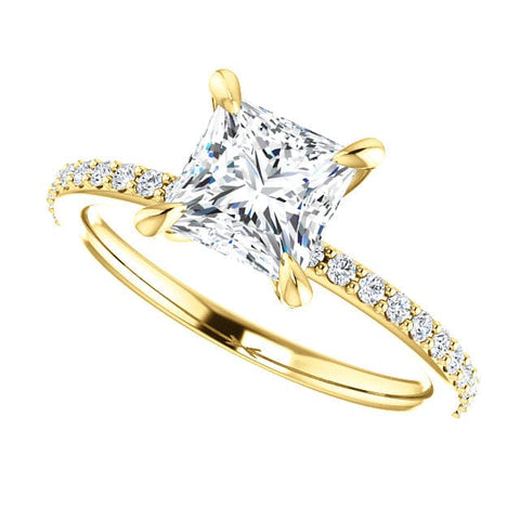 2.10 Ct. Classic Princess Cut Diamond Ring w Matching Band E Color VS1 GIA certified