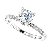 1.60 Ct. Cushion Cut Under-Halo Engagement Ring F Color SI1 GIA Certified