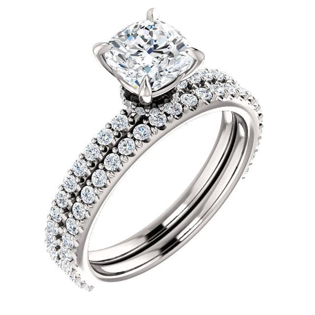 Cushion Cut Engagement Ring Set Under Halo