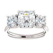 2.60 Ct. 3 Stone Asscher Cut Diamond Engagement Ring H Color VS2 GIA Certified