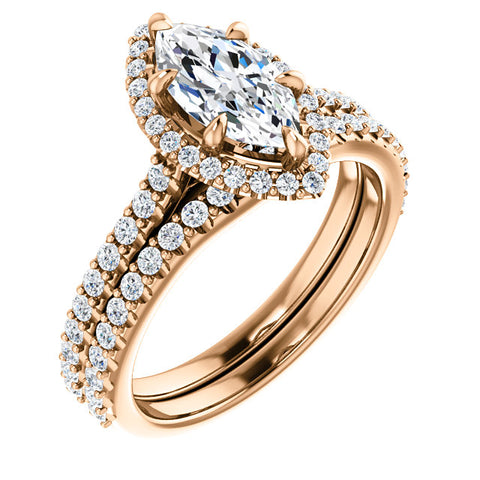 Marquise Halo Engagement Ring Rose Gold