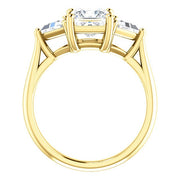 3 Stone Princess Cut Diamond Ring with Trillions Yellow Gold