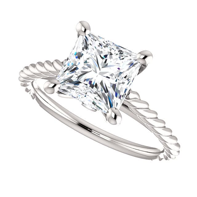 1.10 Ct. Princess Rope Design Engagement Ring Set E Color VS1 GIA Certified