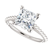 1.10 Ct. Princess Rope Design Engagement Ring Set E Color VS1 GIA Certified