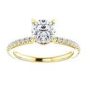 1.60 Ct. Cushion Cut Under-Halo Engagement Ring F Color SI1 GIA Certified