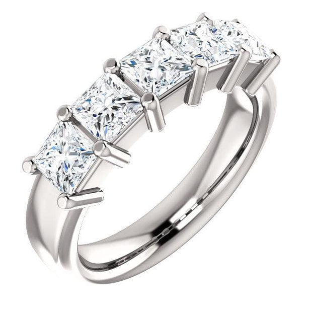 5 Stone Princess Cut Diamond Ring White