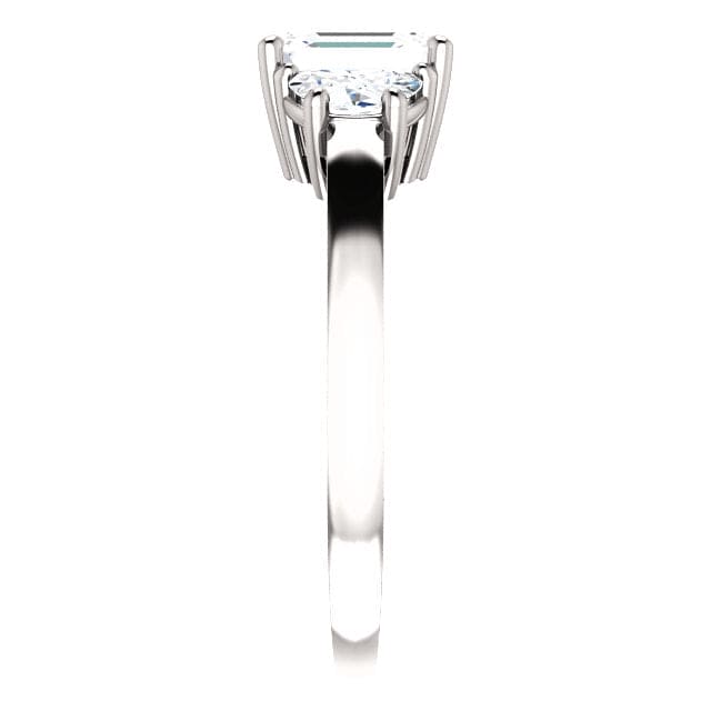 2.60 Ct. Emerald Cut & Half Moons 3 Stone Diamond Ring G Color VS1 GIA Certified