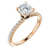 Galaxy Cushion Cut Diamond Engagement Ring Rose Gold