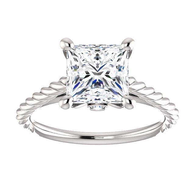 1.10 Ct. Princess Rope Design Engagement Ring Set E Color VS1 GIA Certified