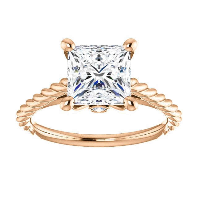 1.10 Ct. Princess Rope Design Engagement Ring Set E Color VS1 GIA Certified