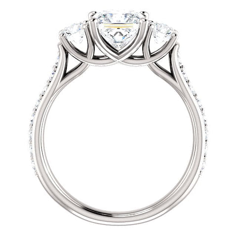 1.50 Ct. 3 Stone princess Cut & Round Diamond Ring I Color VS2 GIA Cer –