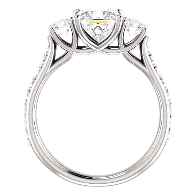 Princess cut 3stone engagement ring side profile